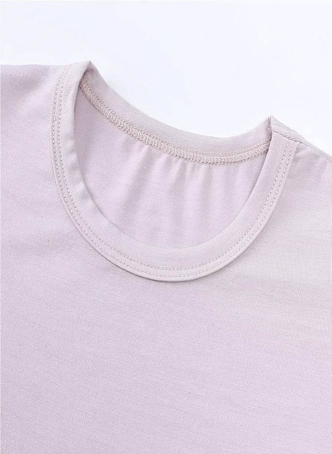 Aablexema Baby Short Summer Pajamas - Toddler Cool Jammies Pjs Rayon from Bamboo,2pcs Kids Sleepwear Set for Boys Girls(Light Purple,4y) - Image 3